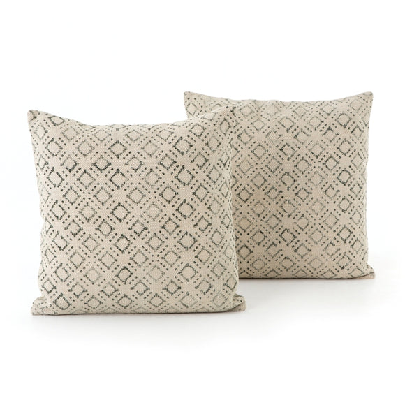 Faded Green Print Pillow, set of 2