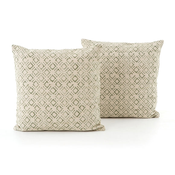 Faded Green Print Pillow, Set of 2